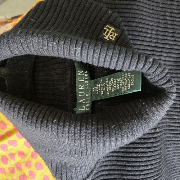 Lauren Ralph Lauren Black and Gold Striped Women's Sweater M - Picture 6 of 7